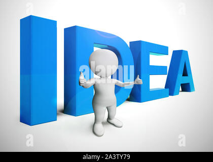 Idea concetti icona significa brainwave o pensieri brillanti e piano. Genius concetti attraverso la ricerca e il pensiero - 3d illustrazione Foto Stock