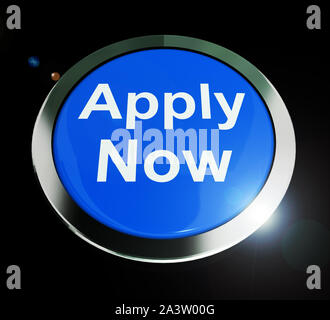 Applica ora concetto icona mostra online di assunzione per un posto di lavoro vacante. L'assunzione di manodopera la manodopera da parte di registrazione - 3d illustrazione Foto Stock