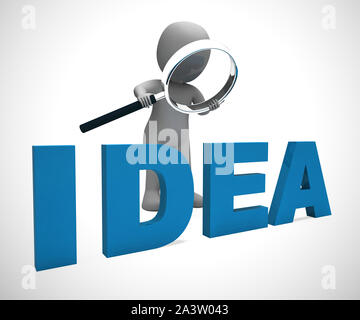 Idea concetti icona significa brainwave o pensieri brillanti e piano. Genius concetti attraverso la ricerca e il pensiero - 3d illustrazione Foto Stock