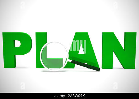 Concetto di piano icona significa preparazione e organizzazione di un progetto. Regime o blueprint degli obiettivi strategici - 3d illustrazione Foto Stock