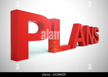 Concetto di piani icona significa preparazione e organizzazione di un progetto. Regime o blueprint degli obiettivi strategici - 3d illustrazione Foto Stock