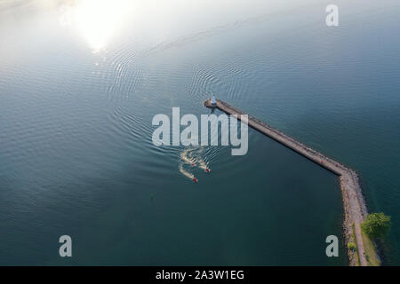 VADSTENA 20190719Drönarbild över Vadstena. Drone foto di Vadstena. Foto Jeppe Gustafsson Foto Stock