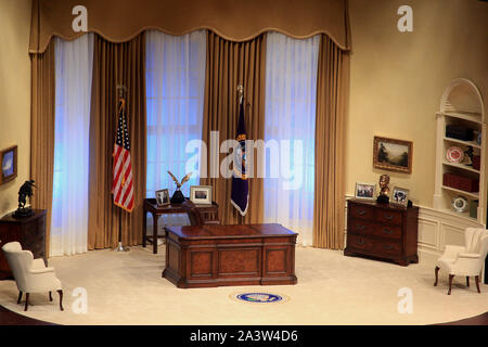 Replica dell'Ufficio ovale, la lavorazione di spazio ufficio del presidente degli Stati Uniti a Washington DC, Stati Uniti d'America Foto Stock