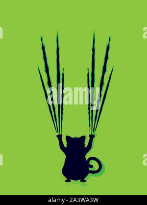 Stilizzata cat silhouette con griffa segni di graffi. Illustrazione Vettoriale