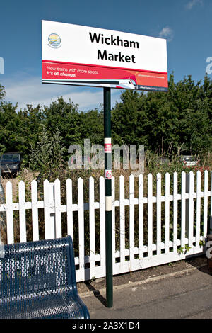 Il restaurato Wickham mercato Stazione ferroviaria a est la linea di Suffolk a Campsea Ashe Foto Stock