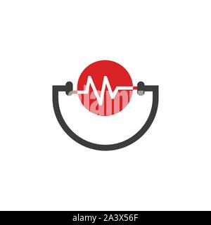 Health care logo. Stetoscopio medico in forma di cuore vettore isolato icona colorata - Vettore Illustrazione Vettoriale