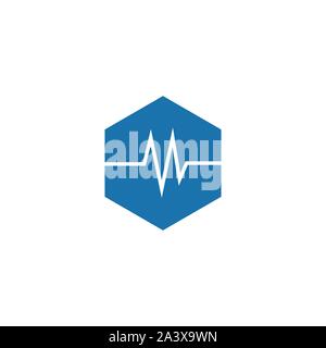 Chiave esagonale testa medical logo. Il logo di assistenza sanitaria o icona - vettore Illustrazione Vettoriale