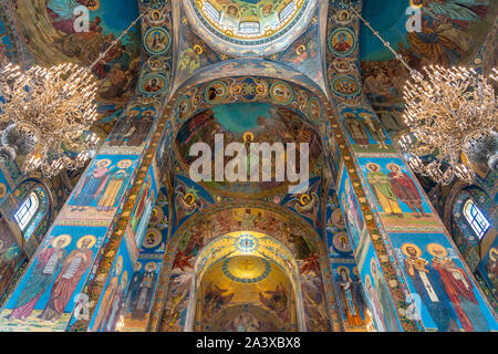 L interno della Chiesa sul sangue versato a San Pietroburgo, Russia. Foto Stock