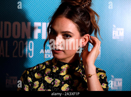 Lily James frequentando le bestie Rare Premiere come parte del BFI London Film Festival 2019 tenutosi presso il Curzon Mayfair, Londra. Foto Stock