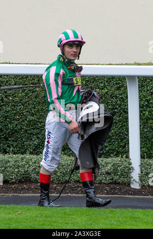 Autunno Racing Weekend & Ascot festa della birra, Ascot Racecourse, Ascot, Berkshire, Regno Unito. 5 Ottobre, 2019. Un fantino dopo racing. Credito: Maureen McLean/Alamy Foto Stock