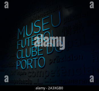 Una foto del FC Porto Museo della parete di ingresso. Foto Stock