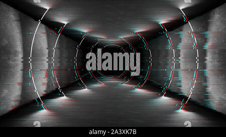 Moderno nero astratto glitch sfondo tv. Grunge background in design futuristico. Schermo televisivo di errore. Abstract video con pixel di rumore danni glitch Foto Stock