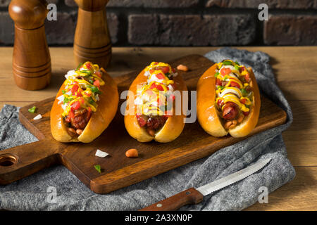 In casa Sonoran Hot Dogs con pancetta senape Mayo Foto Stock