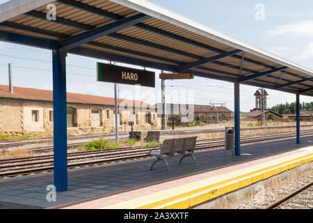 Haro stazione ferroviaria, Haro, La Rioja, nel nord della Spagna, Europa Foto Stock