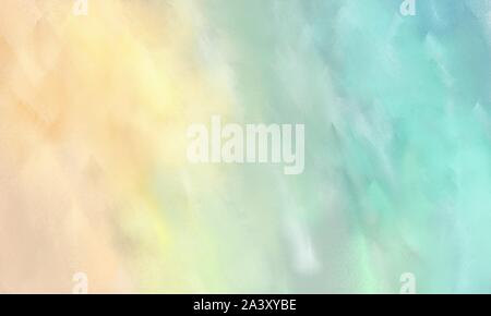 Bella grungy spazzolata illustrazione grafica colorata con tè verde, frumento e pastello blu dipinto di colore. Foto Stock