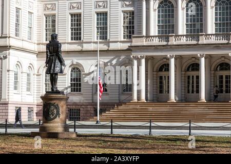 Ingresso al NEW YORK CITY HALL, Manhattan, New York, Stati Uniti, STATI UNITI D'AMERICA Foto Stock