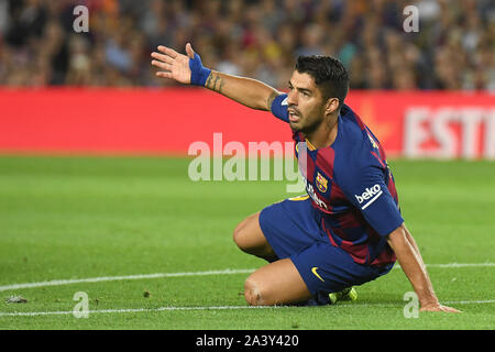 Barcellona, Spagna. 10 ottobre, 2019. Barcellona, 06-10-2019. LaLiga 2019/ 2020, la data 8. Barcellona - Sevilla.Luis Suarez del FC Barcelona durante la partita FC Barcellona v Sevilla FC, di LaLiga, stagione 2019/2020, data 8. Stadio Camp Nou. Barcelona, Spagna, 06 ott 2019. Credito: Pro scatti/Alamy Live News Foto Stock