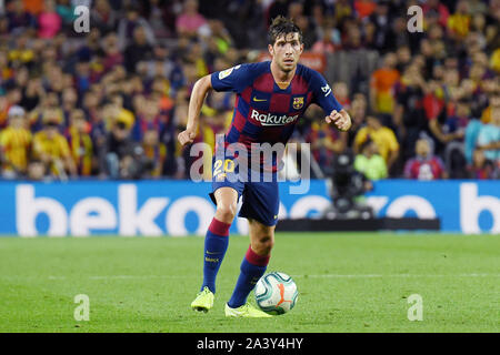 Barcellona, Spagna. 10 ottobre, 2019. Barcellona, 06-10-2019. LaLiga 2019/ 2020, la data 8. Barcellona - Sevilla.Sergi Roberto del FC Barcelona durante la partita FC Barcellona v Sevilla FC, di LaLiga, stagione 2019/2020, data 8. Stadio Camp Nou. Barcelona, Spagna, 06 ott 2019. Credito: Pro scatti/Alamy Live News Foto Stock