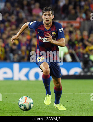 Barcellona, Spagna. 10 ottobre, 2019. Barcellona, 06-10-2019. LaLiga 2019/ 2020, la data 8. Barcellona - Sevilla.Sergi Roberto del FC Barcelona durante la partita FC Barcellona v Sevilla FC, di LaLiga, stagione 2019/2020, data 8. Stadio Camp Nou. Barcelona, Spagna, 06 ott 2019. Credito: Pro scatti/Alamy Live News Foto Stock