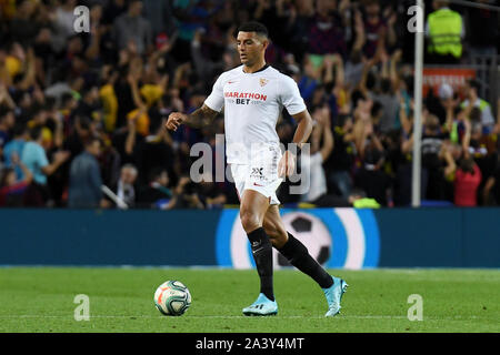 Barcellona, Spagna. 10 ottobre, 2019. Barcellona, 06-10-2019. LaLiga 2019/ 2020, la data 8. Barcellona - Sevilla.Diego Carlos di Sevilla FC durante la partita FC Barcellona v Sevilla FC, di LaLiga, stagione 2019/2020, data 8. Stadio Camp Nou. Barcelona, Spagna, 06 ott 2019. Credito: Pro scatti/Alamy Live News Foto Stock