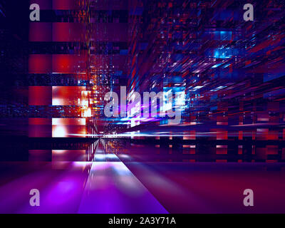 Abstract città futura street - generati digitalmente 3d illustrazione Foto Stock