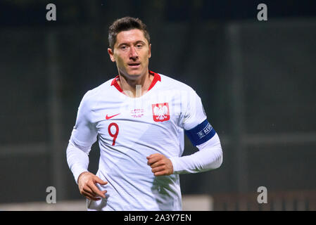 RIGA, Lettonia. 10 ottobre, 2019. Robert Lewandowski, durante UEFA EURO 2020 partita di qualificazione tra la nazionale di calcio della Lettonia e il team della Polonia. Credito: Gints Ivuskans/Alamy Live News Foto Stock