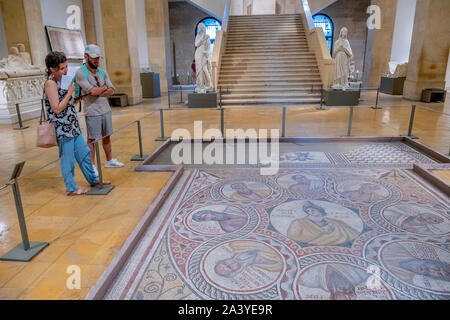 Mosaico di sette savi, da Baalbek, Museo Nazionale. Beirut, Libano Foto Stock