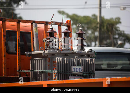 Licciana Nardi, Italia - 30 Settembre 2019: Il trasformatore di potenza provinciale di elettricità autorità della Thailandia. Foto Stock