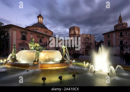 Virgen square a Valencia (Spagna) Foto Stock