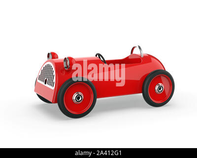 Rosso auto giocattolo isolato su uno sfondo bianco,3d rendering Foto Stock