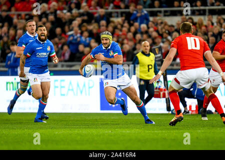 Angelo esposito durante la Guinness Sei Nazioni di Rugby 2019 - Italia vs Galles, Roma, Italia, 09 Feb 2019, Rugby Rugby italiano Team nazionali Foto Stock