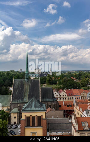 Vista di Pardubice dalla Torre Verde, Pardubice, Repubblica Ceca. Foto Stock