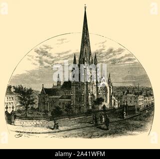 'St. Chiesa di San Martino", 1898. St Martin in Bull Ring Il Grade ii Listed chiesa a Birmingham, Inghilterra, demolita e ricostruita da architetto J. A. Chatwin nel 1873. Da "Il nostro Paese, Volume II". [Cassell and Company, Limited, Londra, Parigi &AMP; Melbourne, 1898] Foto Stock