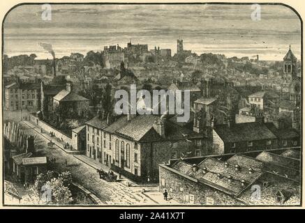 'Lancaster', 1898. Lancaster ha figurato nella soppressione del cattolicesimo durante il processo di riforma con l'esecuzione di almeno undici sacerdoti cattolici. Lancaster Castle è noto come il sito di Pendle processi alle streghe nel 1612. Da "Il nostro Paese, Volume VI". [Cassell and Company, Limited, Londra, Parigi &AMP; Melbourne, 1898] Foto Stock