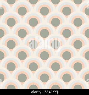 Colorfull seamless pattern with scale circle one inside one. Thematic color palette for events or seasons. Illustrazione Vettoriale