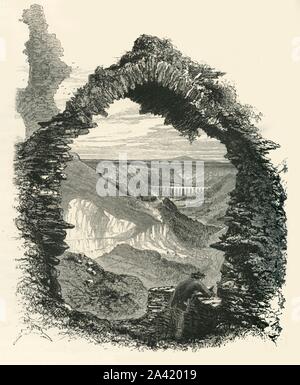 'Vista dal castello di crusca di dinas', C1870. Vista dell'Acquedotto Pontcysyllte di dinas Bran, un castello medievale sopra Llangollen in Denbighshire, Galles costruito c1260s da Gruffydd Maelor II, molti miti e leggende sono associati con il sito. Dal pittoresco Europa - Le Isole Britanniche, Vol. II". [Cassell Petter &AMP; Galpin, Londra, c1870] Foto Stock