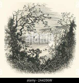 'Vista dall'ingresso a Shanklin Chine', C1870. Shanklin Chine un boschiva costiera burrone in città di Shanklin, sull'Isola di Wight divenne uno dei primissimi attrazioni turistiche durante l'era Vittoriana. Dal pittoresco Europa - Le Isole Britanniche, Vol. II". [Cassell Petter &AMP; Galpin, Londra, c1870] Foto Stock