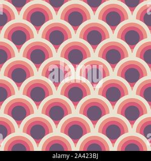 Colorfull seamless pattern with scale circle one inside one. Thematic color palette for events or seasons. Illustrazione Vettoriale