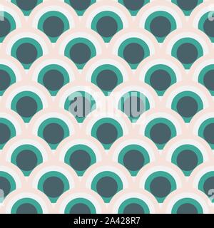 Colorfull seamless pattern with scale circle one inside one. Thematic color palette for events or seasons. Illustrazione Vettoriale