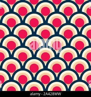 Colorfull seamless pattern with scale circle one inside one. Thematic color palette for events or seasons. Illustrazione Vettoriale