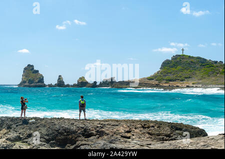 Vista panoramica delle Anse des Chateaux Beach in Guadalupe Foto Stock