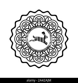 Coniglio icona mooncake, design piatto Illustrazione Vettoriale