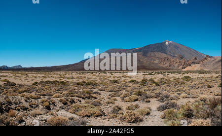 Vallata desertica nel paesaggio di montagna , il Pico del Teide , Tenerife - Foto Stock