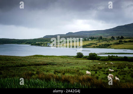 Loch Vatten vicino Roskhill Bracadale Isola di Skye Highlands della Scozia Foto Stock