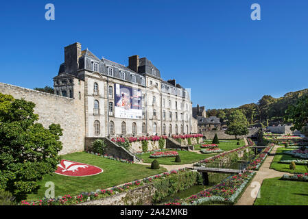 Il Château de l'Hermine, 1785 Castello e giardino nella città di Vannes, Morbihan, in Bretagna, Francia Foto Stock