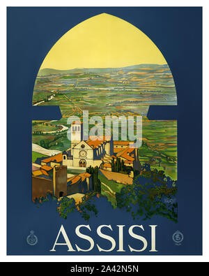 Assisi poster di viaggio Foto Stock