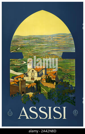 Assisi poster di viaggio Foto Stock