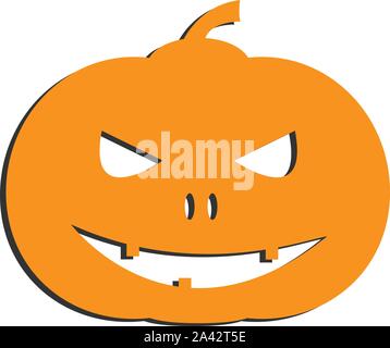 Spooky halloween jack-o-lantern zucca isolato su bianco illustrazione vettoriale Illustrazione Vettoriale