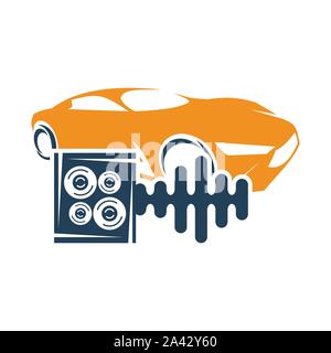 Car Audio altoparlante di sistema Beat Box modello Logo Icona isolato Illustrazione Vettoriale