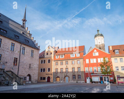 Piazza del Mercato di Neustadt an der Orla Foto Stock